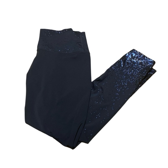 Z by Zobha Women’s Shine High Waisted Leggings Size L Athletic Navy Sparkle - Picture 11 of 14